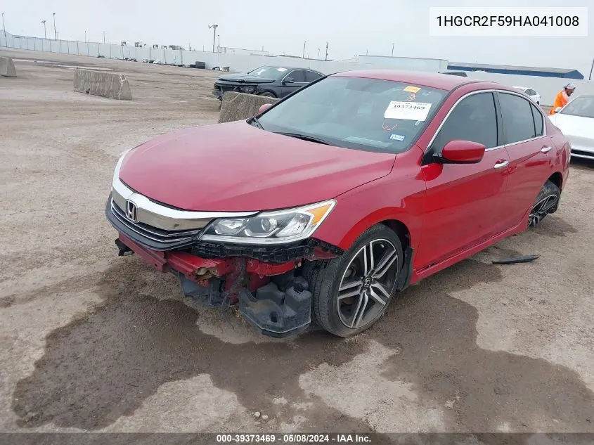 2017 Honda Accord Sport VIN: 1HGCR2F59HA041008 Lot: 39373469