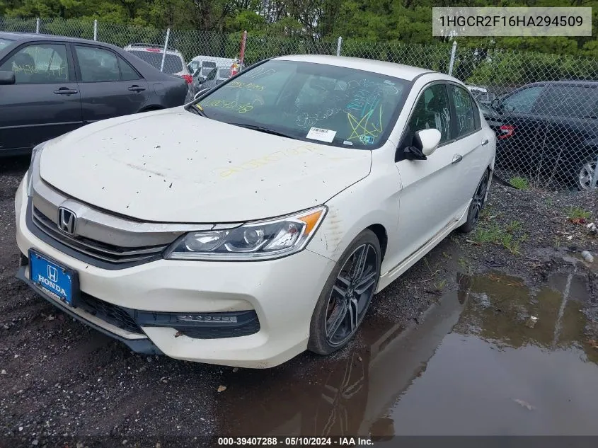 2017 Honda Accord Sport Se VIN: 1HGCR2F16HA294509 Lot: 39407288