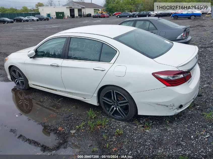 2017 Honda Accord Sport Se VIN: 1HGCR2F16HA294509 Lot: 39407288