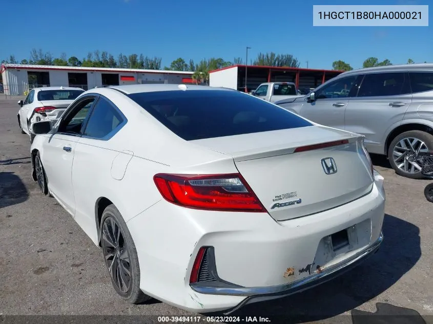 2017 Honda Accord Ex-L VIN: 1HGCT1B80HA000021 Lot: 39494117