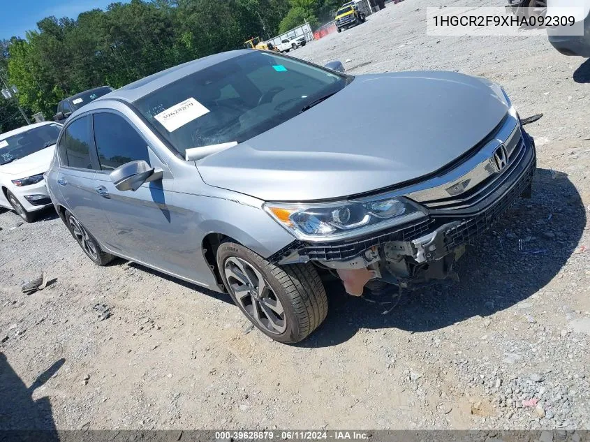 2017 Honda Accord Ex-L VIN: 1HGCR2F9XHA092309 Lot: 39628879