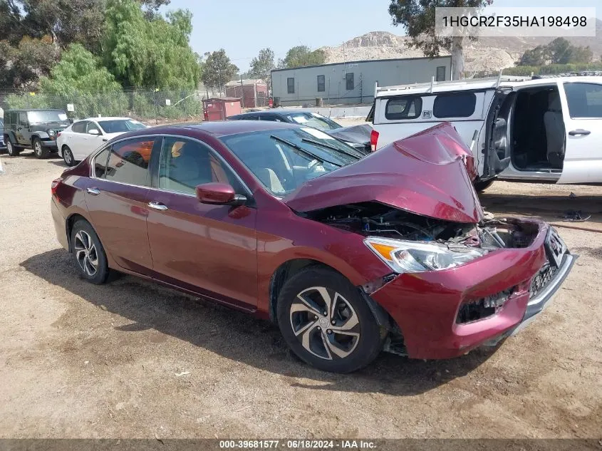 2017 Honda Accord Lx VIN: 1HGCR2F35HA198498 Lot: 40250641