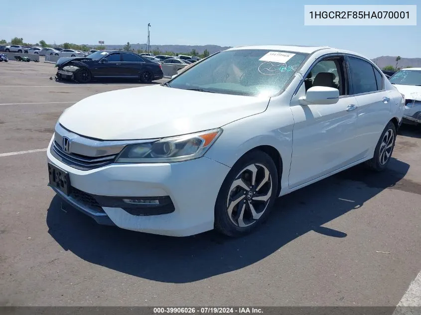 2017 Honda Accord Ex-L VIN: 1HGCR2F85HA070001 Lot: 39906026