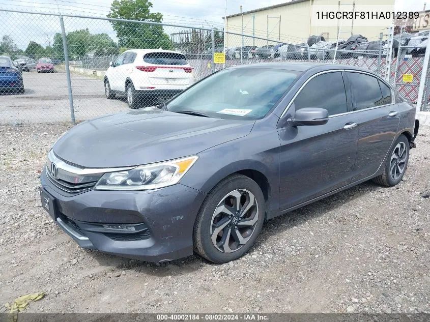 2017 Honda Accord Ex-L V6 VIN: 1HGCR3F81HA012389 Lot: 40002184