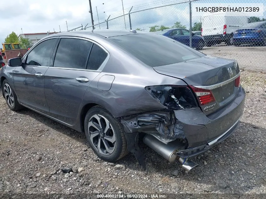 2017 Honda Accord Ex-L V6 VIN: 1HGCR3F81HA012389 Lot: 40002184