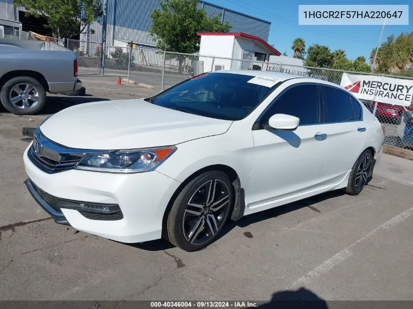 2017 Honda Accord Sport VIN: 1HGCR2F57HA220647 Lot: 40346004