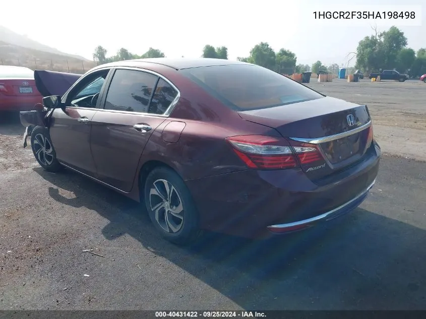 2017 Honda Accord Lx VIN: 1HGCR2F35HA198498 Lot: 40431422