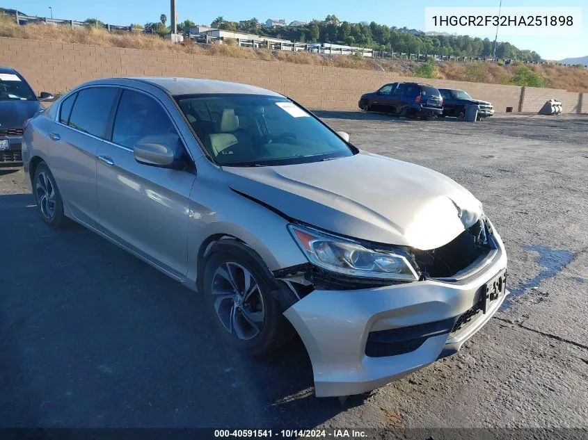 2017 Honda Accord Lx VIN: 1HGCR2F32HA251898 Lot: 40591541