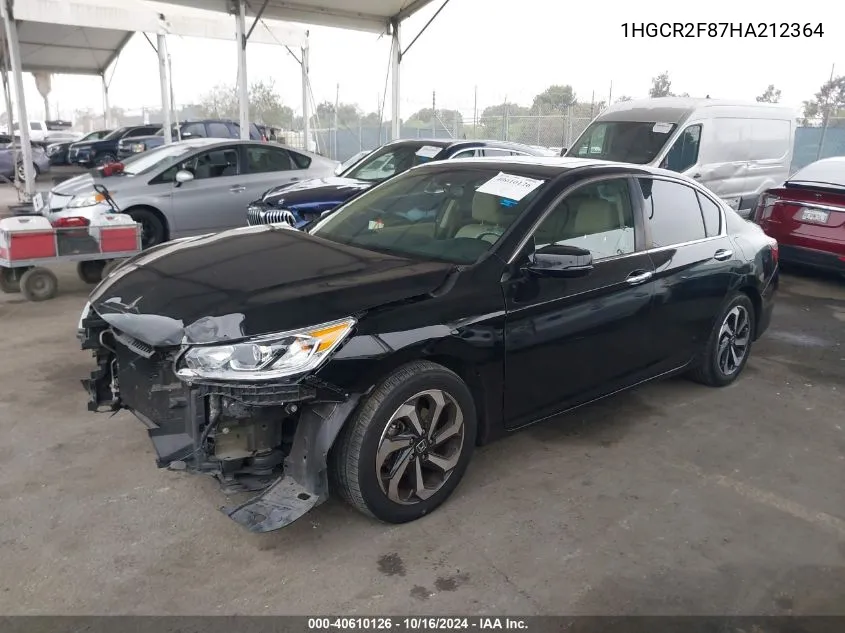 2017 Honda Accord Ex-L VIN: 1HGCR2F87HA212364 Lot: 40610126