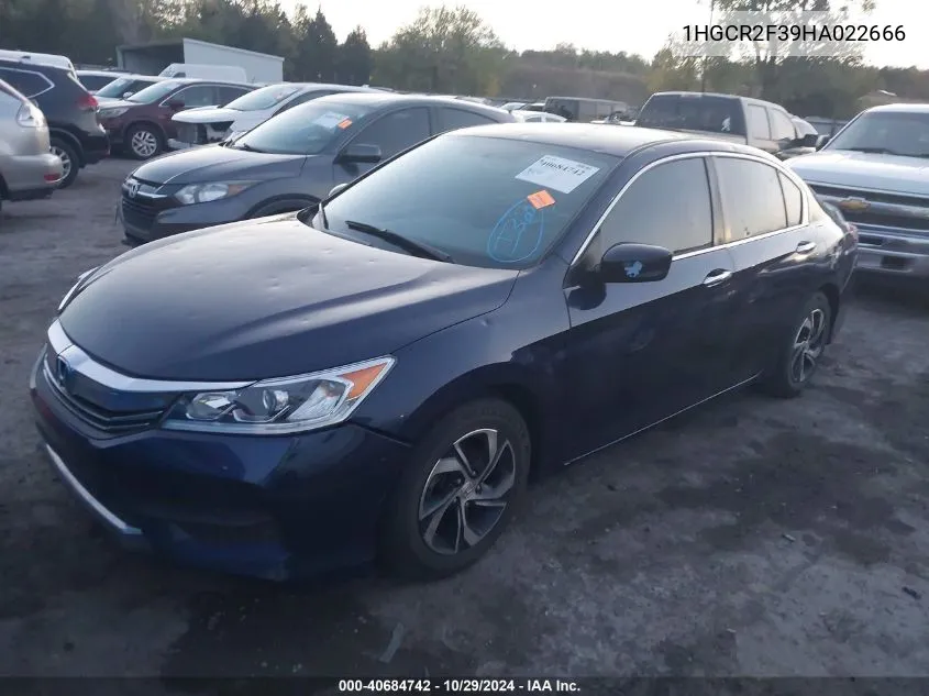 2017 Honda Accord Lx VIN: 1HGCR2F39HA022666 Lot: 40684742