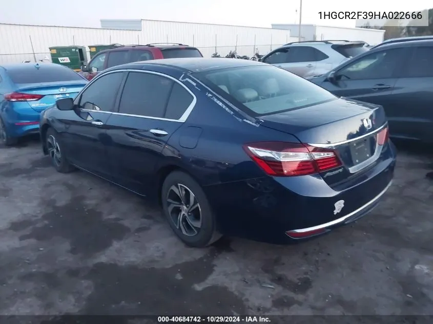 2017 Honda Accord Lx VIN: 1HGCR2F39HA022666 Lot: 40684742