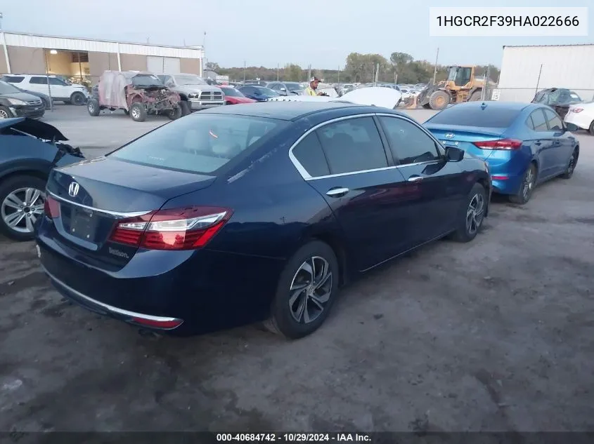 2017 Honda Accord Lx VIN: 1HGCR2F39HA022666 Lot: 40684742