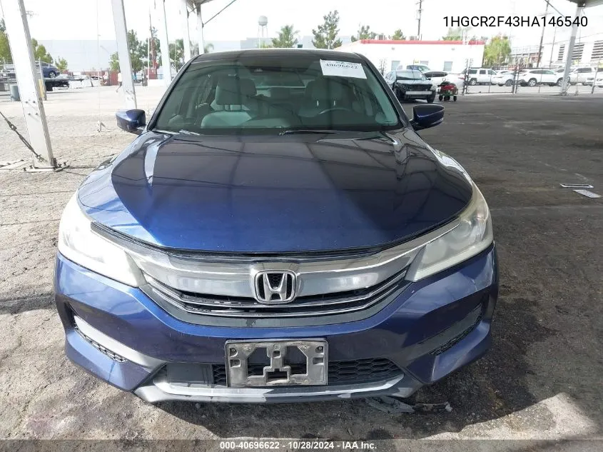 2017 Honda Accord Lx VIN: 1HGCR2F43HA146540 Lot: 40696622