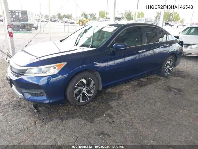 1HGCR2F43HA146540 2017 Honda Accord Lx