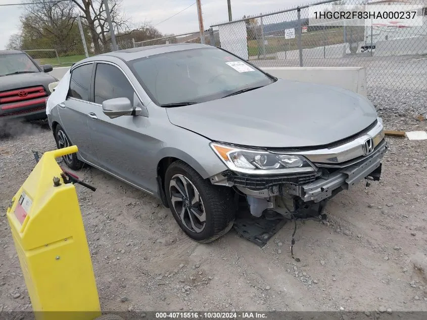 2017 Honda Accord Ex-L VIN: 1HGCR2F83HA000237 Lot: 40715516