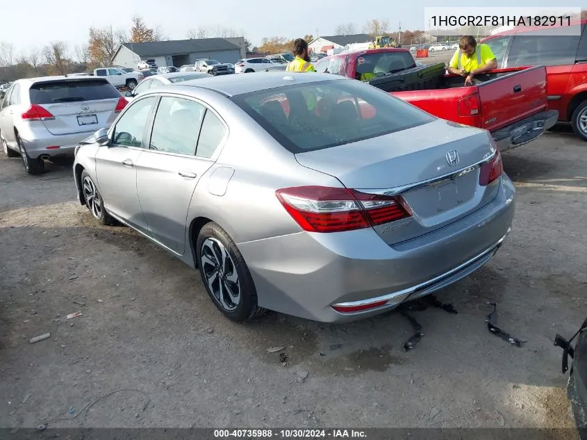 2017 Honda Accord Ex-L VIN: 1HGCR2F81HA182911 Lot: 40735988