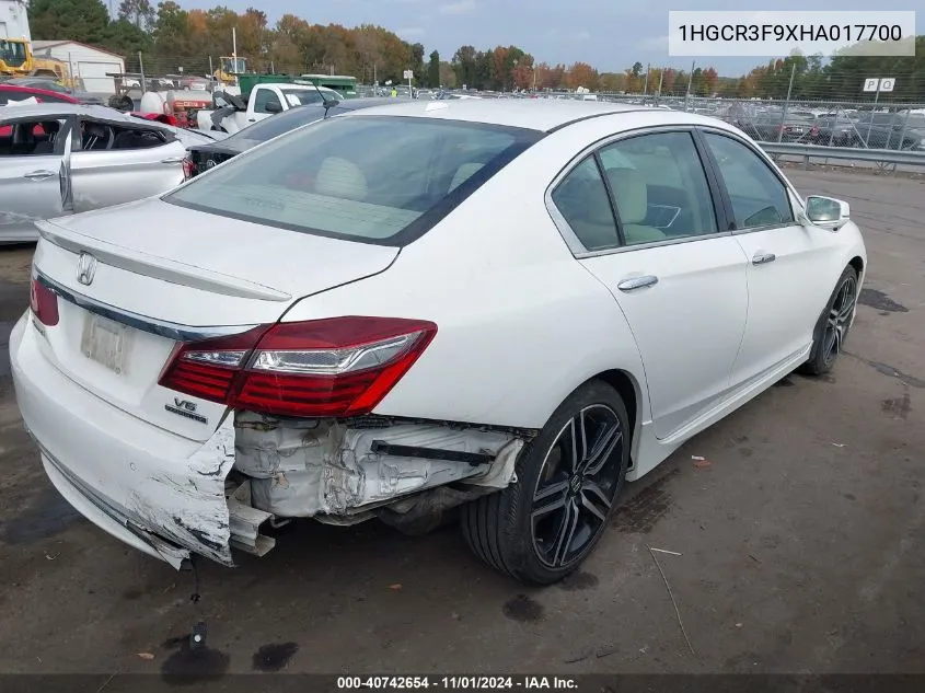 2017 Honda Accord Touring V6 VIN: 1HGCR3F9XHA017700 Lot: 40742654