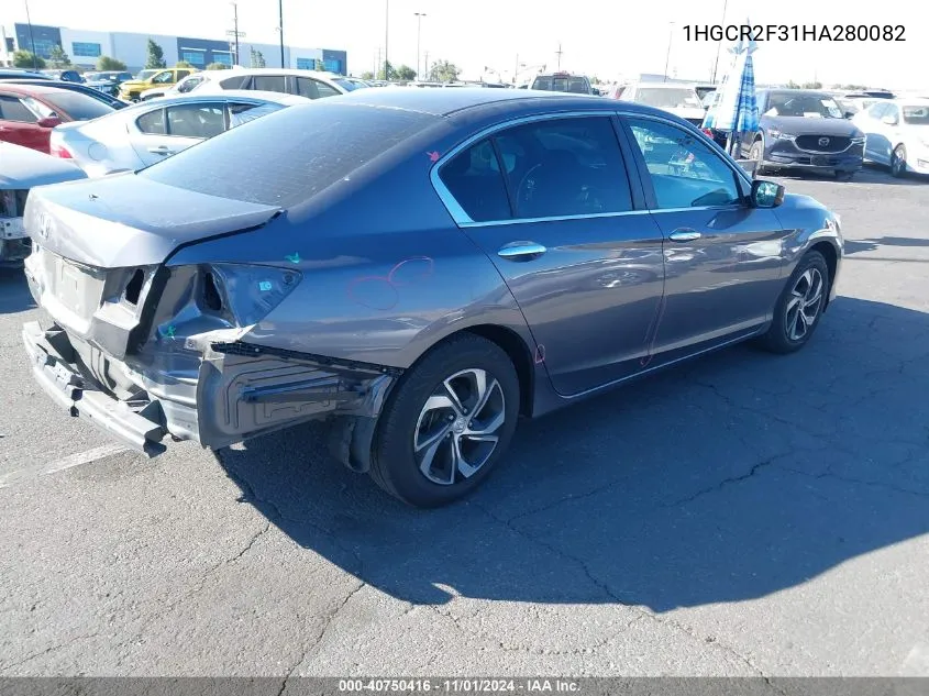 2017 Honda Accord Lx VIN: 1HGCR2F31HA280082 Lot: 40750416