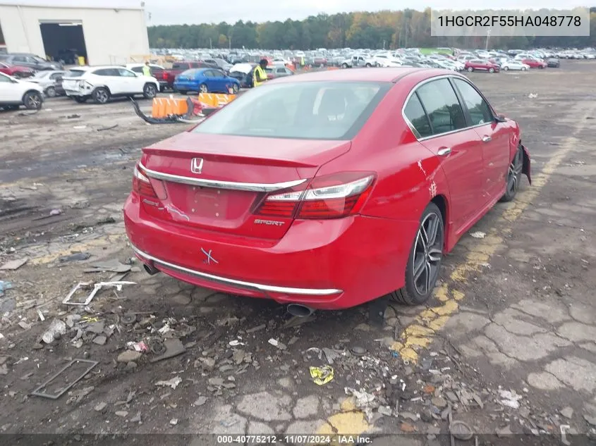 2017 Honda Accord Sport VIN: 1HGCR2F55HA048778 Lot: 40775212