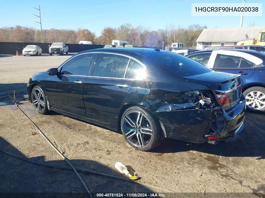 2017 Honda Accord Touring V6 VIN: 1HGCR3F90HA020038 Lot: 40781524