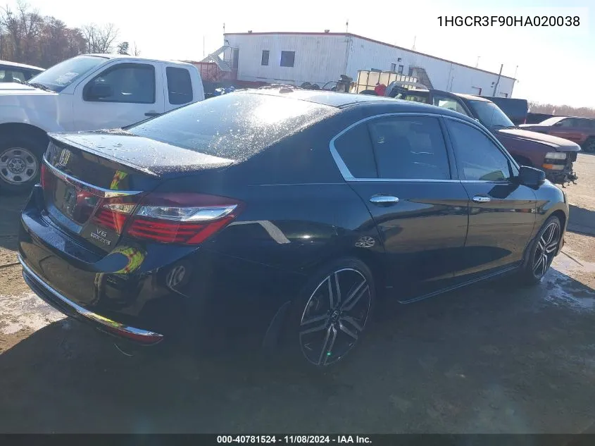 2017 Honda Accord Touring V6 VIN: 1HGCR3F90HA020038 Lot: 40781524