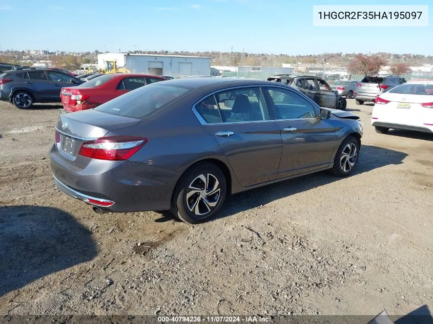 2017 Honda Accord Lx VIN: 1HGCR2F35HA195097 Lot: 40794236