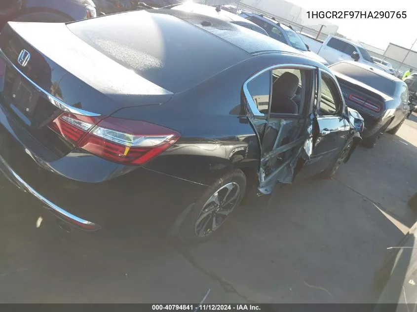 2017 Honda Accord Exl VIN: 1HGCR2F97HA290765 Lot: 40794841