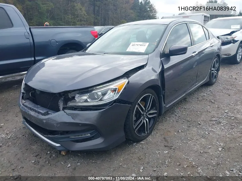 2017 Honda Accord Sport Se VIN: 1HGCR2F16HA083942 Lot: 40797053