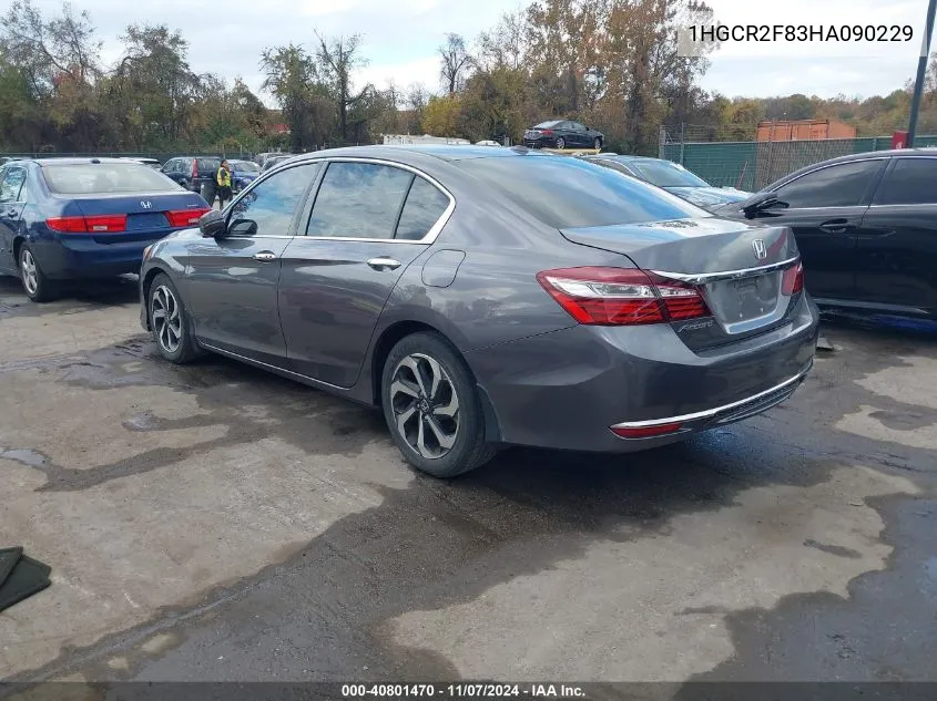 2017 Honda Accord Ex-L VIN: 1HGCR2F83HA090229 Lot: 40801470