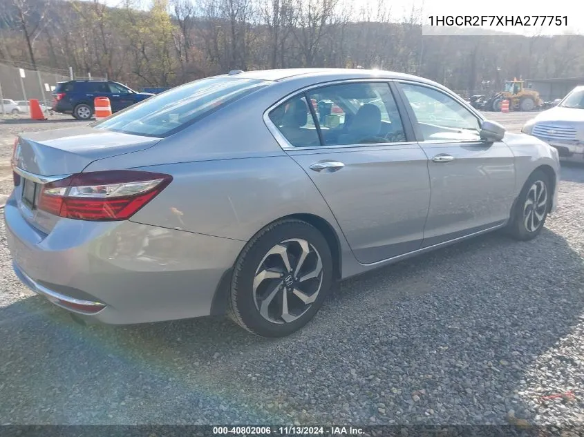 2017 Honda Accord Ex VIN: 1HGCR2F7XHA277751 Lot: 40802006