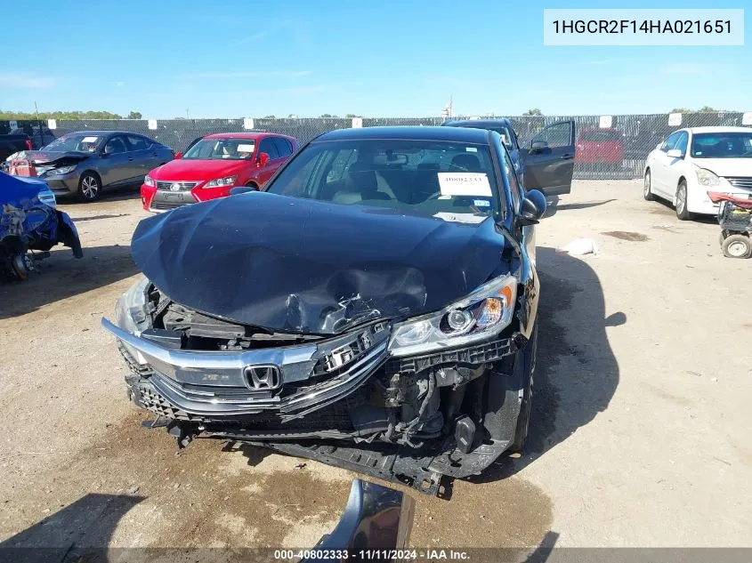 2017 Honda Accord Sport Se VIN: 1HGCR2F14HA021651 Lot: 40802333