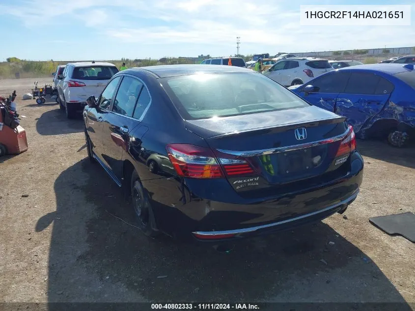 2017 Honda Accord Sport Se VIN: 1HGCR2F14HA021651 Lot: 40802333