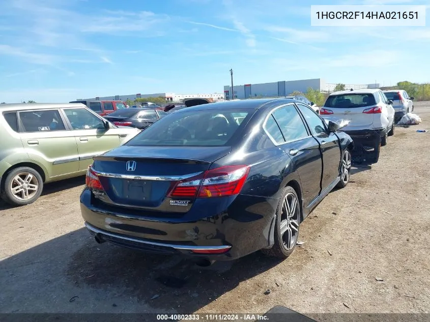 2017 Honda Accord Sport Se VIN: 1HGCR2F14HA021651 Lot: 40802333