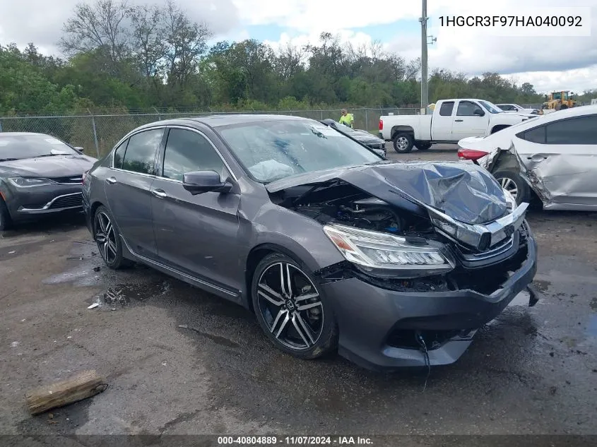 2017 Honda Accord Touring V6 VIN: 1HGCR3F97HA040092 Lot: 40804889