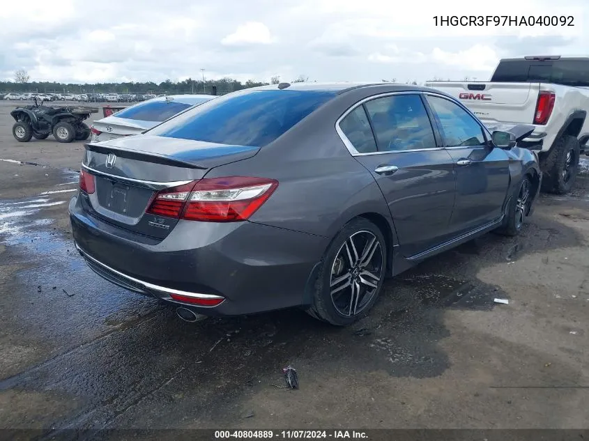 2017 Honda Accord Touring V6 VIN: 1HGCR3F97HA040092 Lot: 40804889