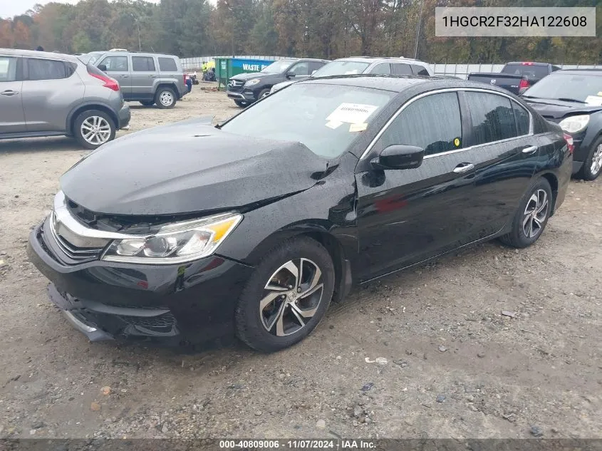 2017 Honda Accord Lx VIN: 1HGCR2F32HA122608 Lot: 40809006