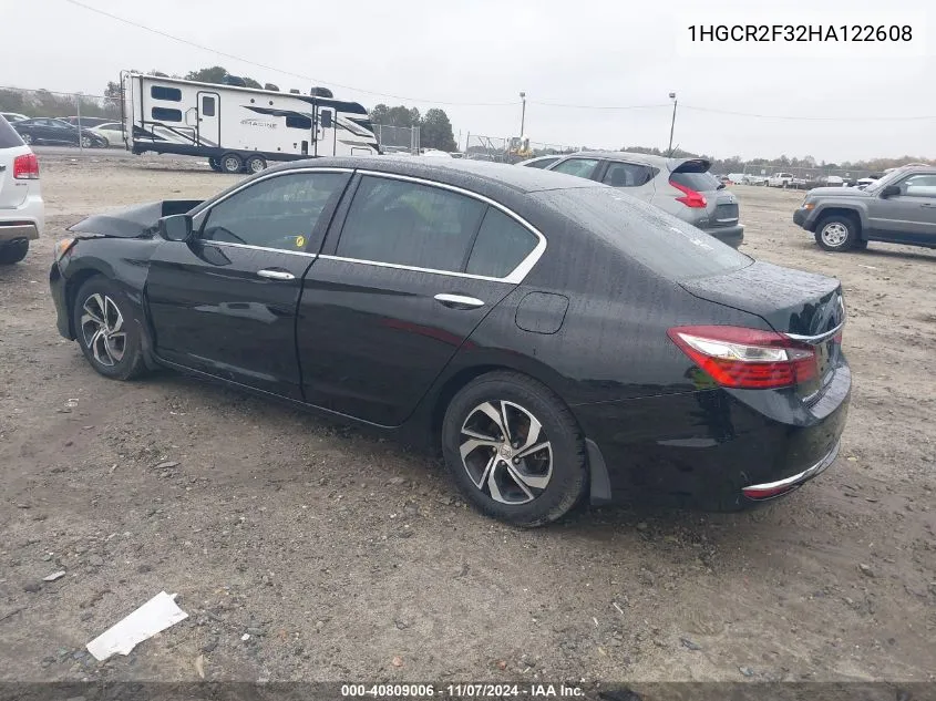 2017 Honda Accord Lx VIN: 1HGCR2F32HA122608 Lot: 40809006