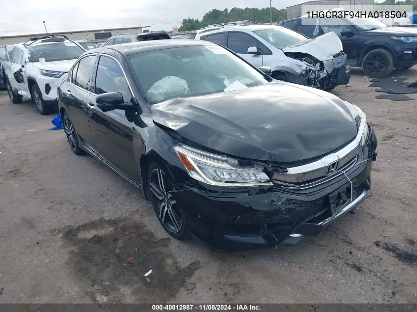 2017 Honda Accord Touring V6 VIN: 1HGCR3F94HA018504 Lot: 40812987