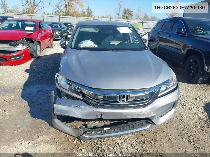 2017 Honda Accord Lx VIN: 1HGCR2F30HA296080 Lot: 40815742