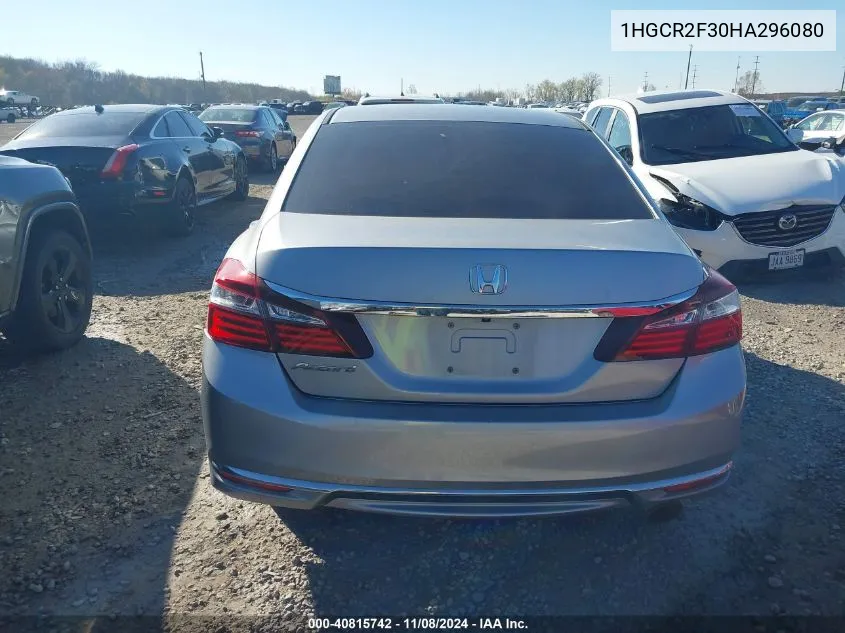 2017 Honda Accord Lx VIN: 1HGCR2F30HA296080 Lot: 40815742