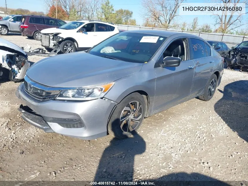 2017 Honda Accord Lx VIN: 1HGCR2F30HA296080 Lot: 40815742