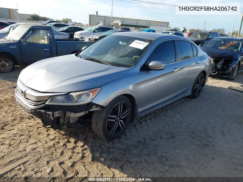 2017 Honda Accord Sport VIN: 1HGCR2F58HA206742 Lot: 40820187