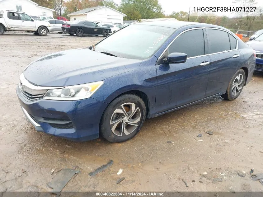 2017 Honda Accord Lx VIN: 1HGCR2F38HA071227 Lot: 40822584