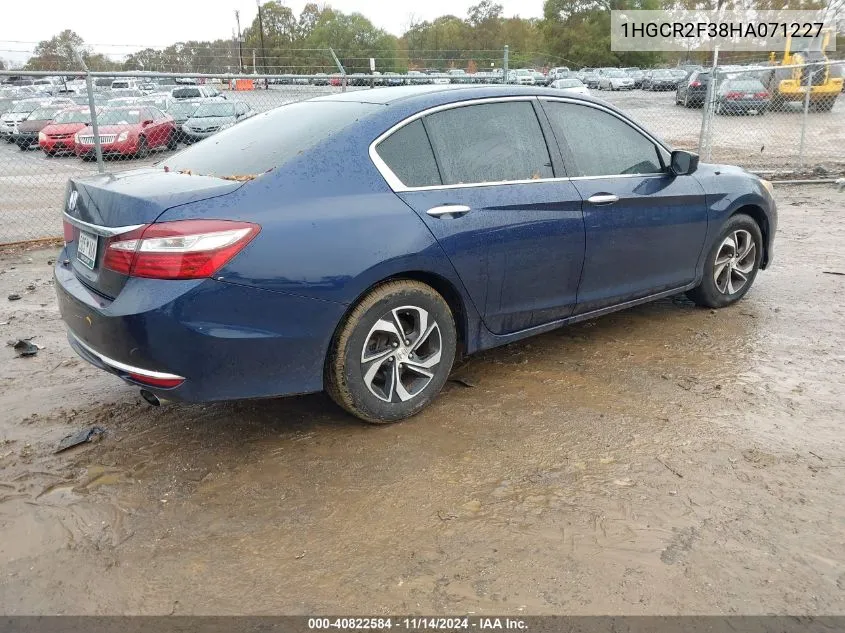 2017 Honda Accord Lx VIN: 1HGCR2F38HA071227 Lot: 40822584