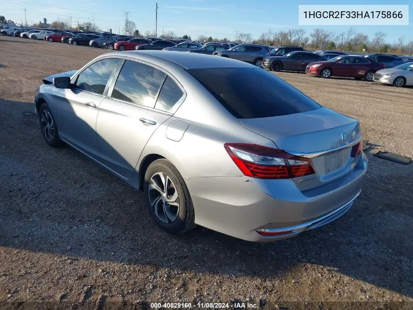 2017 Honda Accord Lx VIN: 1HGCR2F33HA175866 Lot: 40829160