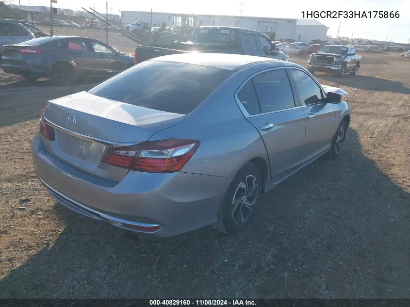 2017 Honda Accord Lx VIN: 1HGCR2F33HA175866 Lot: 40829160