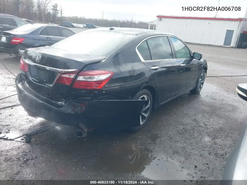 2017 Honda Accord Ex-L VIN: 1HGCR2F82HA006708 Lot: 40833150