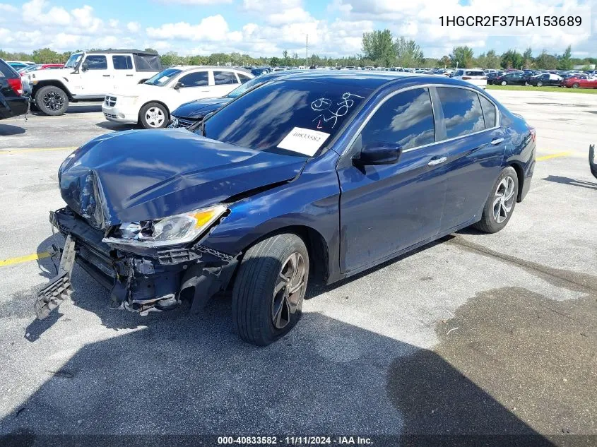 2017 Honda Accord Sedan Lx VIN: 1HGCR2F37HA153689 Lot: 40833582