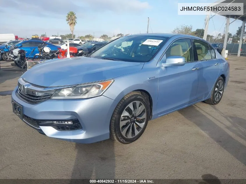 2017 Honda Accord Hybrid Ex-L VIN: JHMCR6F51HC024583 Lot: 40842932