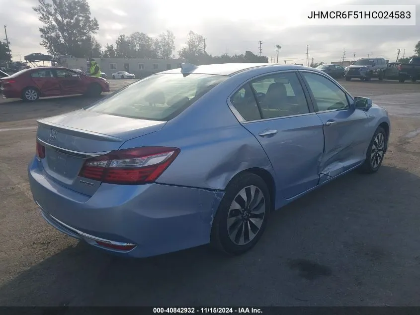 2017 Honda Accord Hybrid Ex-L VIN: JHMCR6F51HC024583 Lot: 40842932